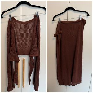 Brown Knit Women's CoverUp Set
